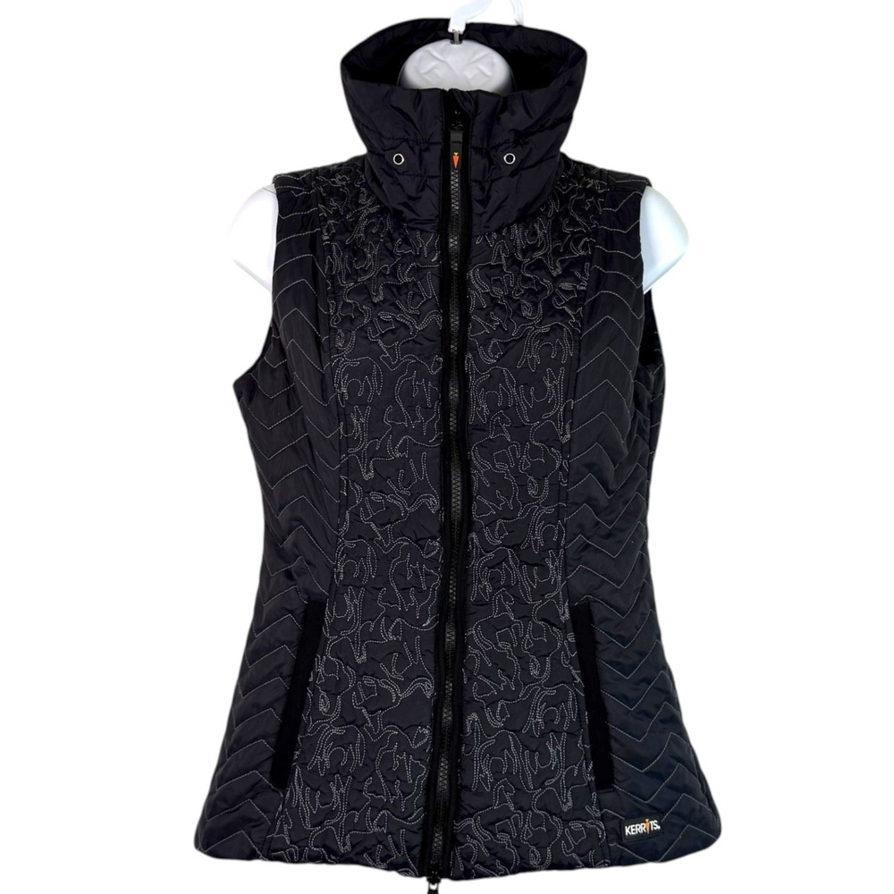 Kerrits Womens Quilted Riding Vest Sz XS Black Equestrian Full Zip Lightweight - Picture 2 of 10